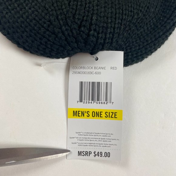 NEW Spyder Color Block Beanie Hat Cap Toque Men's One Size Ski Winter - Picture 6 of 8